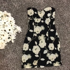 Strapless Floral Lacy Dress, Size Medium